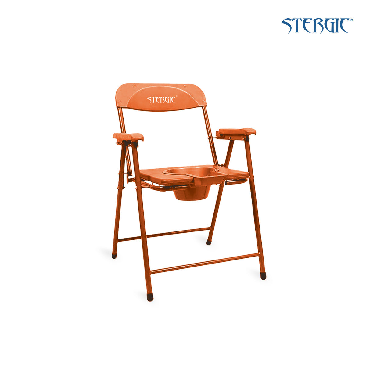 STERGIC NEXT Foldable Anti-Slip Shower Commode Chair for Toilet with Stainless Steel Frame, Sturdy, 120Kg Capacity