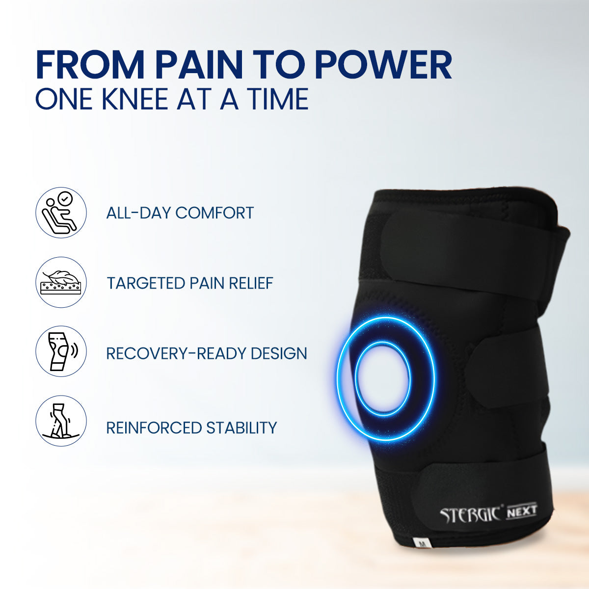 STERGIC Next Hinged Knee Support Brace, for Joint Stability, Osteoarthritis & Pain Relief | for Sports, Gym Supports Injury Recovery | Durable & Comfortable, For Men & Women | 1 Unit-Black
