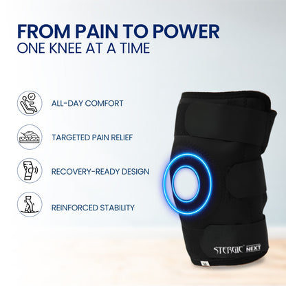 STERGIC Next Hinged Knee Support Brace, for Joint Stability, Osteoarthritis & Pain Relief | for Sports, Gym Supports Injury Recovery | Durable & Comfortable, For Men & Women | 1 Unit-Black