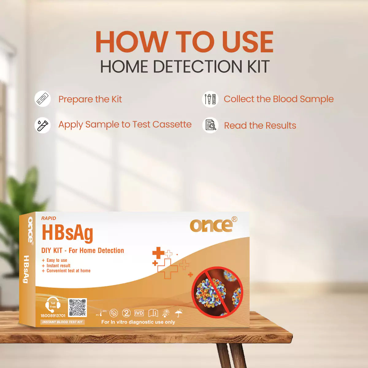 ONCE HBsAg Rapid DIY Test Kit, Quick Hepatitis B Detection at Home ...