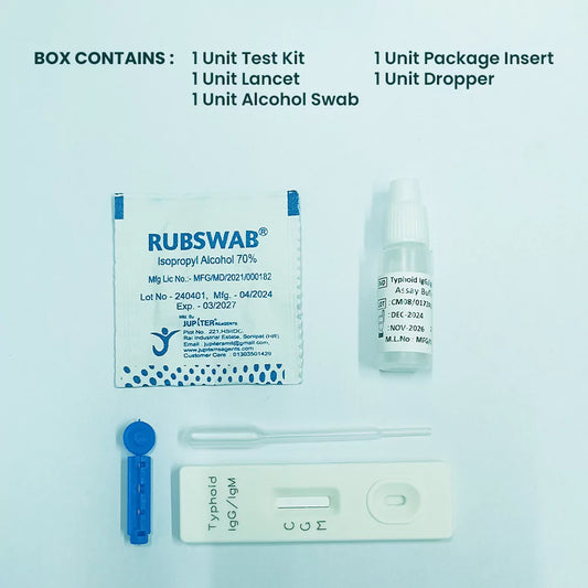 ONCE Rapid Typhoid DIY Home Detection Kit, Instant Blood Test, In-Vitro Diagnostic Use, Use at home Result in 15 min