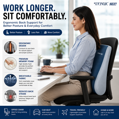 STERGIC Next Memory Foam Lumbar Support for Chair - Back Cushion