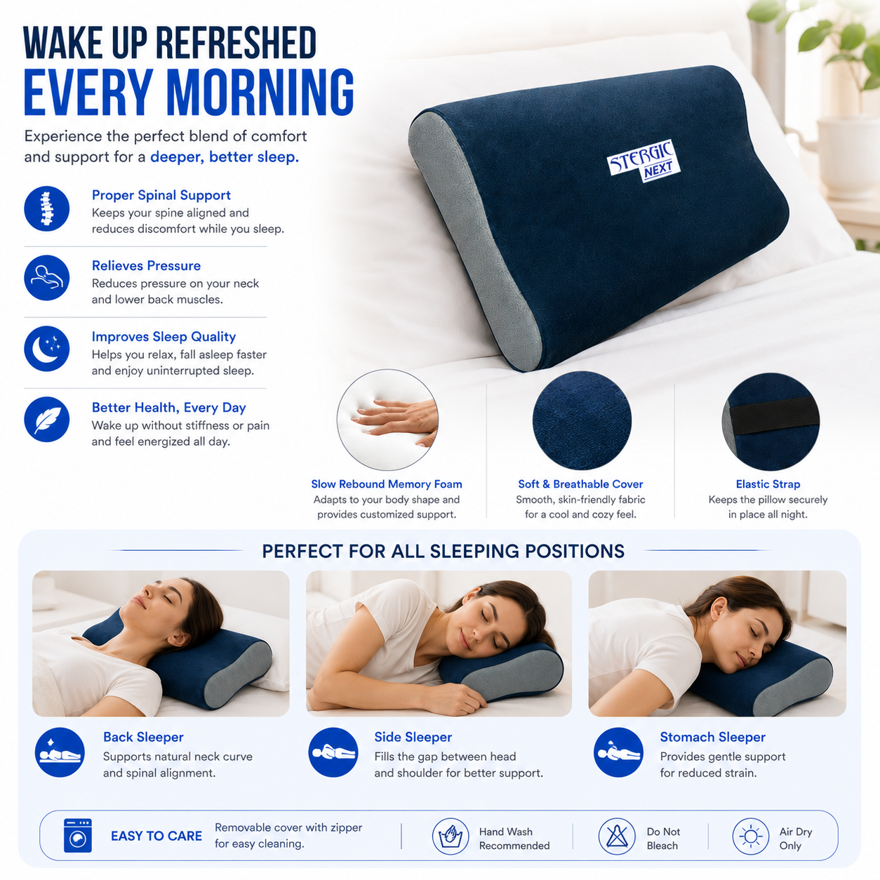STERGIC NEXT Cervical Pillow for Neck & Shoulder Pain Relief Ergonomic Memory Foam  (Full Size - 60X36X10cm)