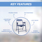 STERGIC NEXT Foldable Anti-Slip Shower Commode Chair for Toilet with Stainless Steel Frame, Sturdy, 150Kg Capacity