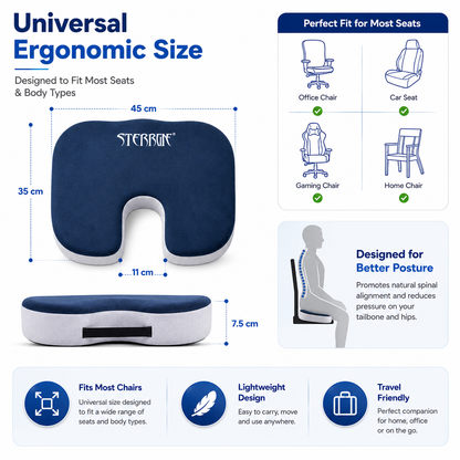 STERGIC NEXT Coccyx Seat Cushion (High Density) with Memory Foam