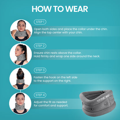 STERGIC Next Cervical Collar, Neck Support for cervical Pain and Neck Pain, Soft Foam- Skin Friendly Neck Band with Breathable Material, Neck Brace For Post-Surgery, Injury & Arthritis- Pack of 1