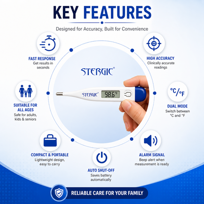 STERGIC Digital Thermometer with One Touch Operation