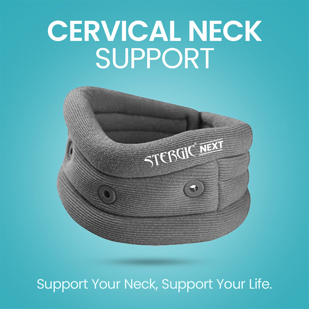 STERGIC Next Cervical Collar, Neck Support for cervical Pain and Neck Pain, Soft Foam- Skin Friendly Neck Band with Breathable Material, Neck Brace For Post-Surgery, Injury & Arthritis- Pack of 1