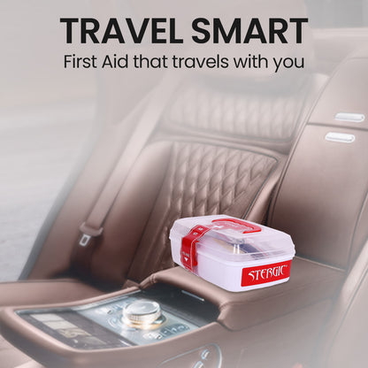 STERGIC First Aid Kit for Home, Compact Medical Emergency Box with Clear Storage Case