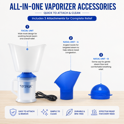 STERGIC LUMIA 3 in 1 Vaporizer Steamer for Cold & Cough Face Mist vaporiser Inhaler Machine Best Suited for Facial,Sauna and Glowing Skin for Adults & Kids - 3 Months Warranty