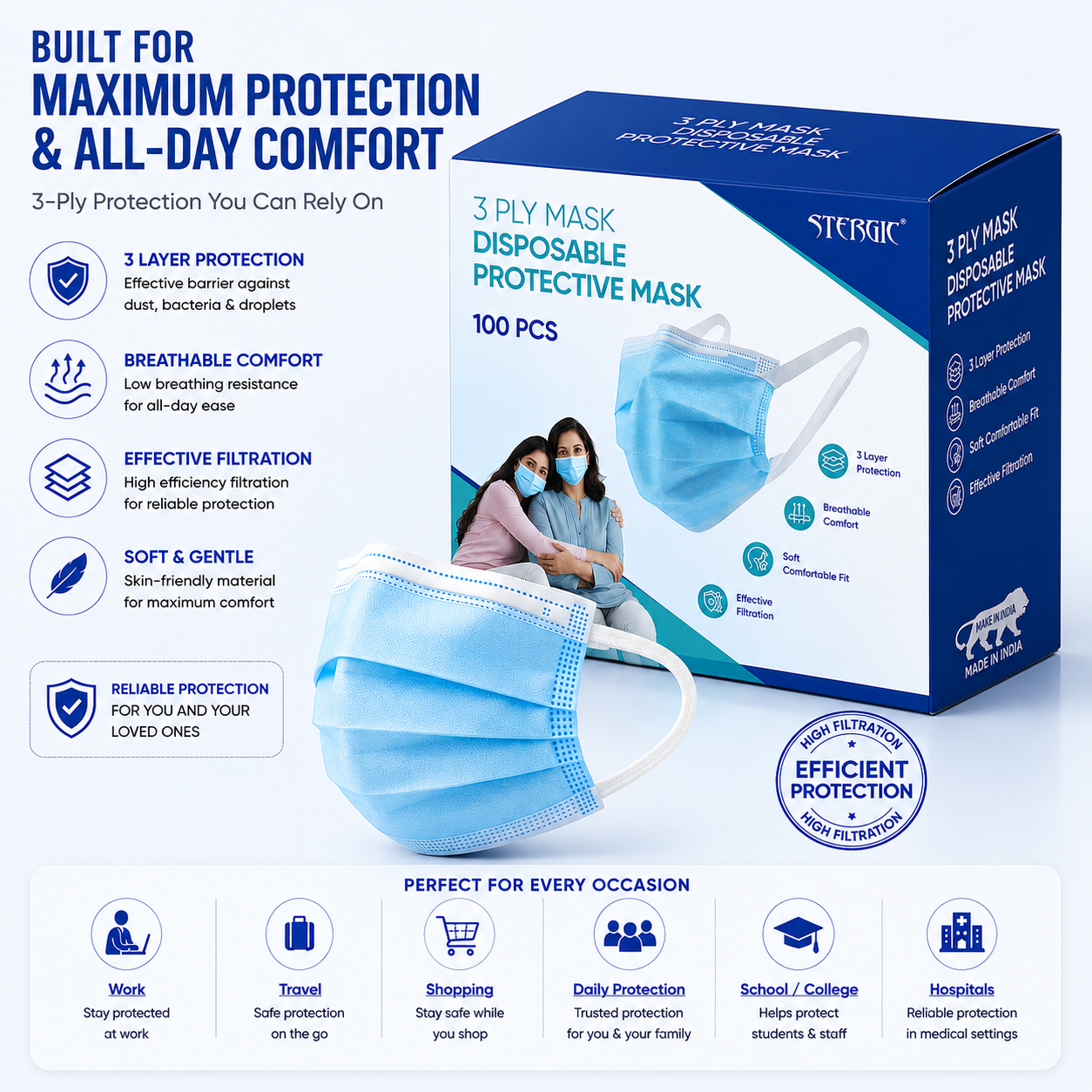 STERGIC Three Ply Face Mask