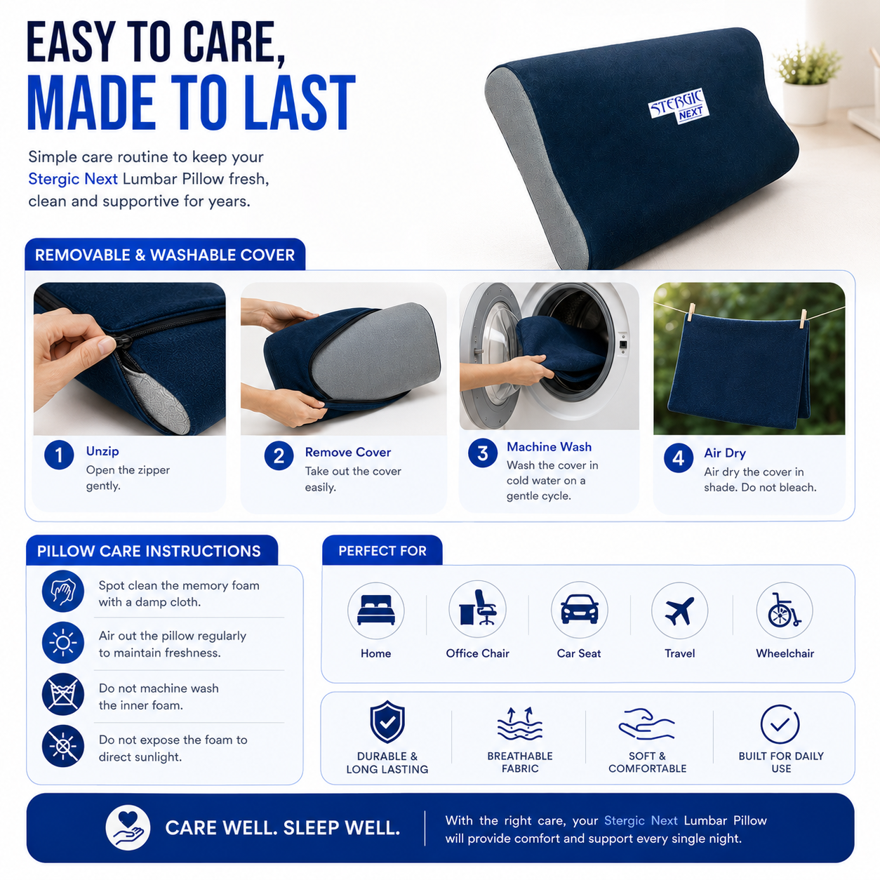 STERGIC NEXT Cervical Pillow for Neck & Shoulder Pain Relief Ergonomic Memory Foam  (Full Size - 60X36X10cm)