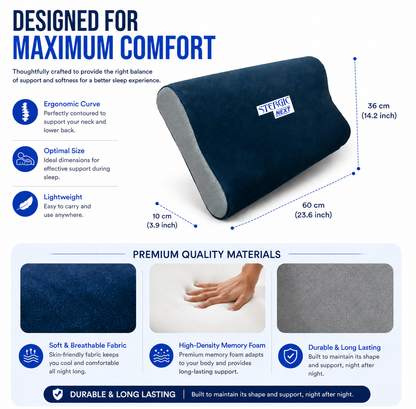 STERGIC NEXT Cervical Pillow for Neck & Shoulder Pain Relief Ergonomic Memory Foam  (Full Size - 60X36X10cm)