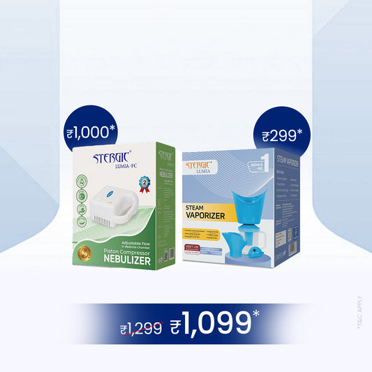 STERGIC Cold & Cough Relief Combo – Adjustable Nebulizer & 3-in-1 Steamer Vaporizer