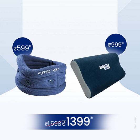 STERGIC Cervical Relief Combo – Orthopedic Cervical Pillow & Cervical Collar for Neck Pain Support