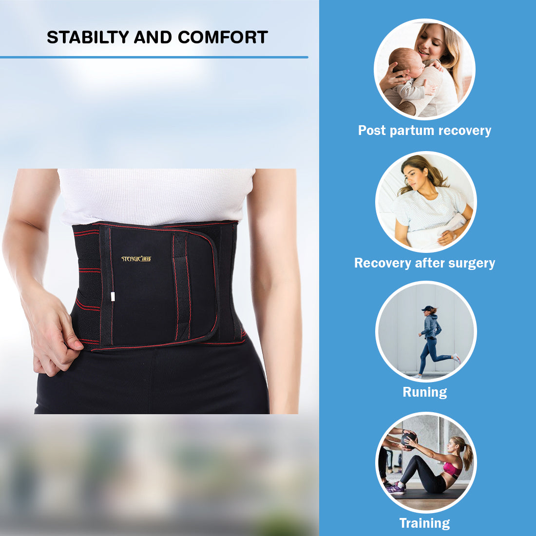 STERGIC Postpartum Combo – Comfy Manual Breast Pump & Abdominal Support Belt Combo