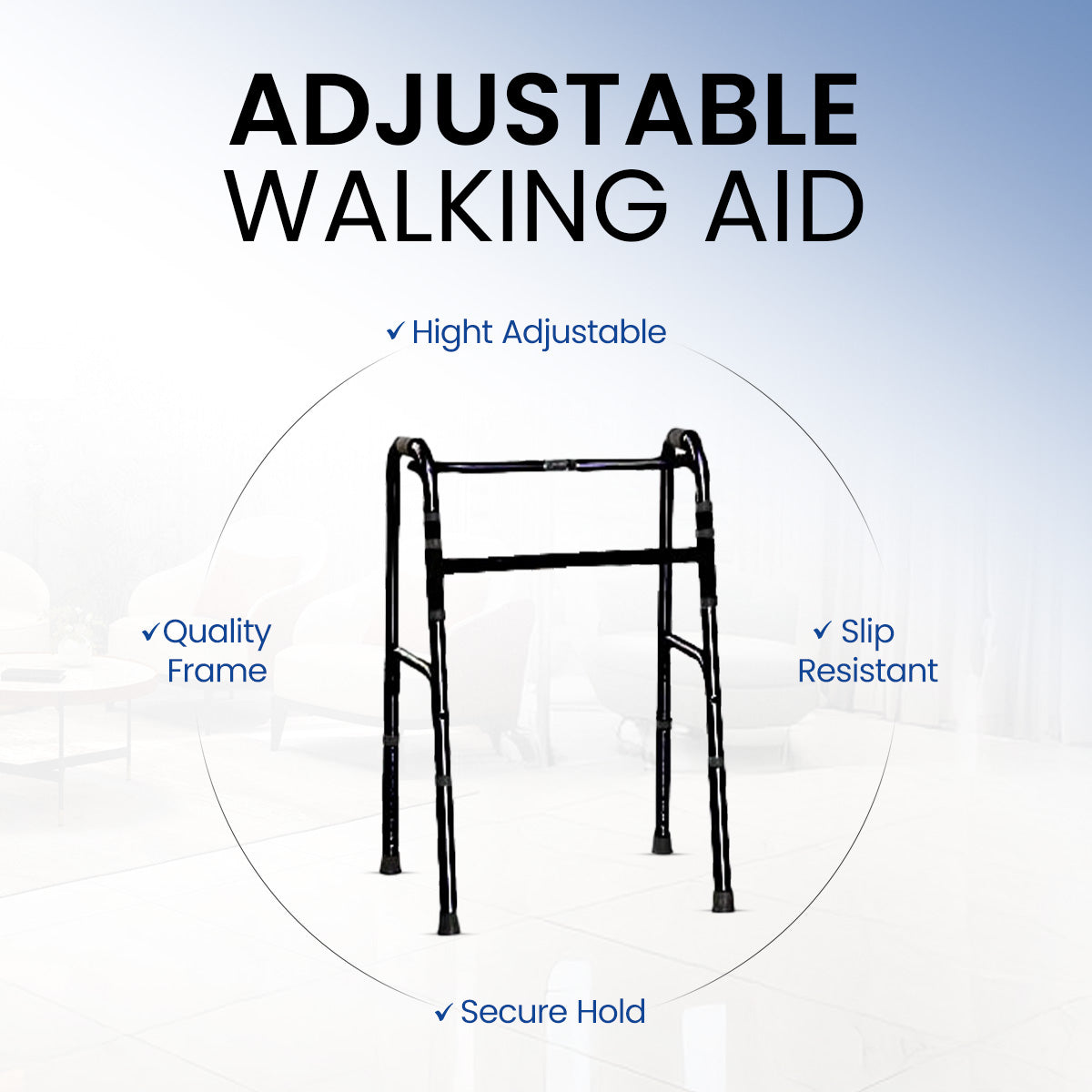 STERGIC Walker with Adjustable Height, Easily Foldable