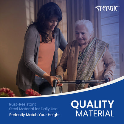 STERGIC Walker with Adjustable Height, Easily Foldable