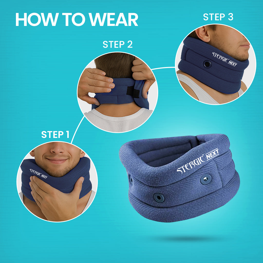 STERGIC Cervical Relief Combo – Orthopedic Cervical Pillow & Cervical Collar for Neck Pain Support