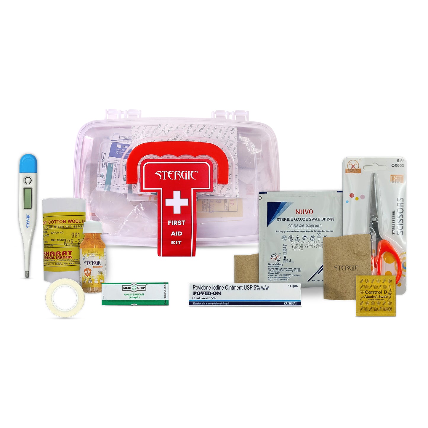 STERGIC First Aid Kit for Home, Compact Medical Emergency Box with Clear Storage Case