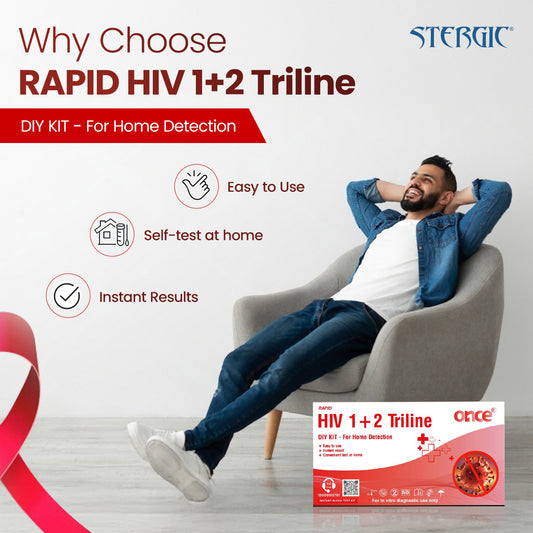 Once Rapid HIV 1+2 Triline Home Detection Kit, Instant Blood Test, DIY Kit for In-vitro Diagnostic Use