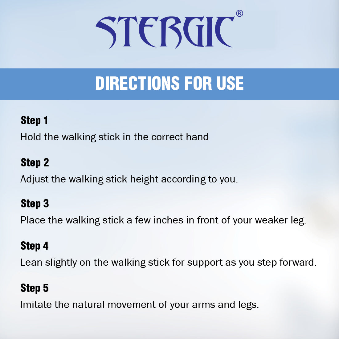 STERGIC NEXT Strong Adjustable Walking Stick with Adjustable Height