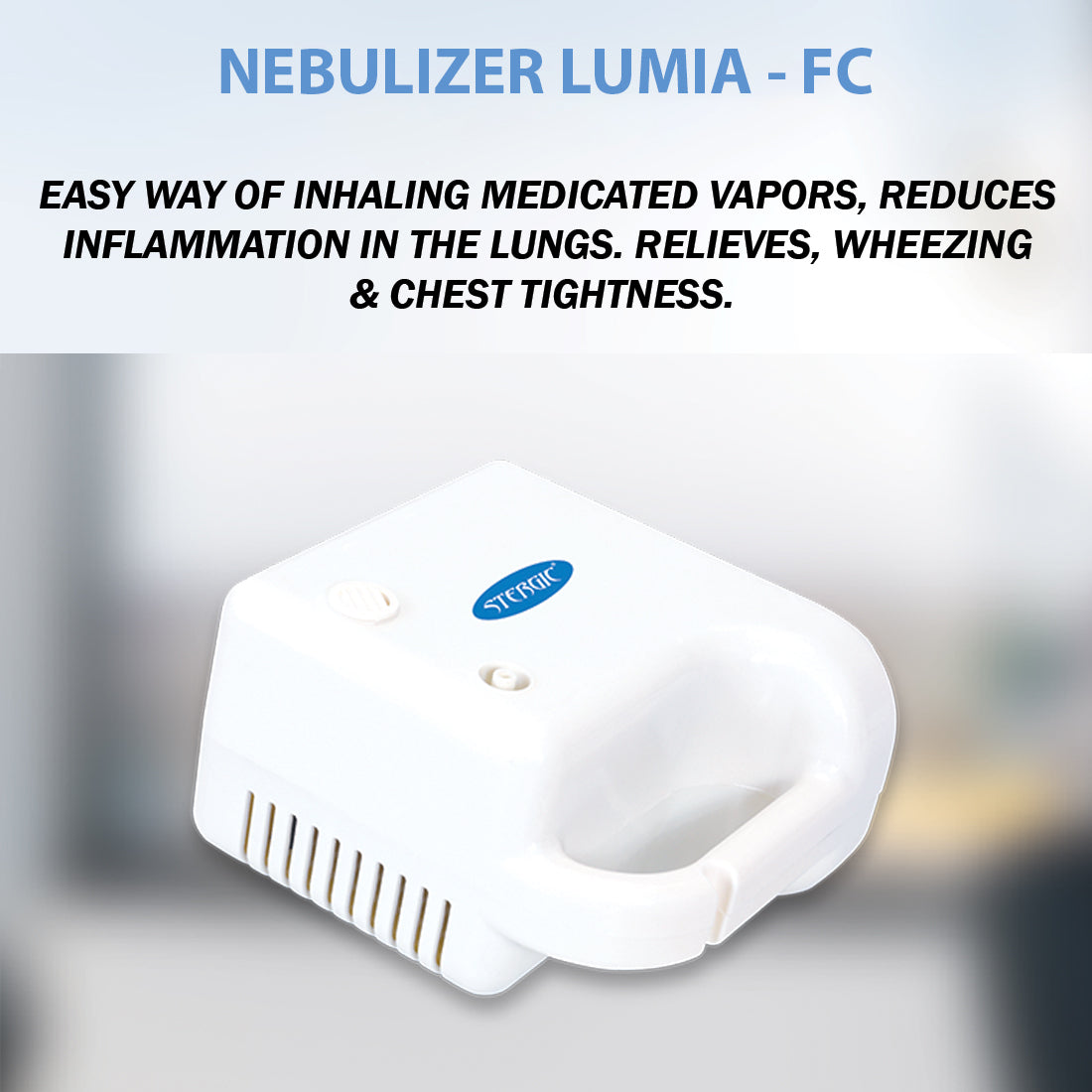 STERGIC Compact Nebulizer with Flow Control Technology for Efficient Respiratory Relief for Adults & Children with Advanced Low Noise Compressor Technology