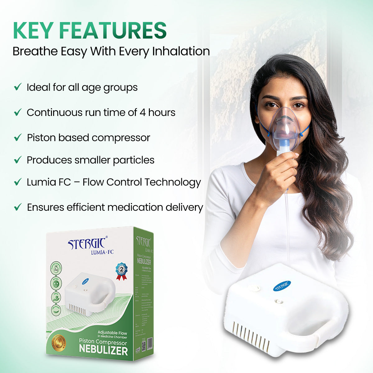 STERGIC Nebulizer with Flow Control - 2 yrs warranty