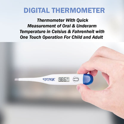STERGIC Travel Wellness Combo – Mesh Nebulizer, BP Monitor & Thermometer