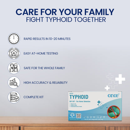 ONCE Rapid Typhoid DIY Home Detection Kit, Instant Blood Test, In-Vitro Diagnostic Use, Use at home Result in 15 min