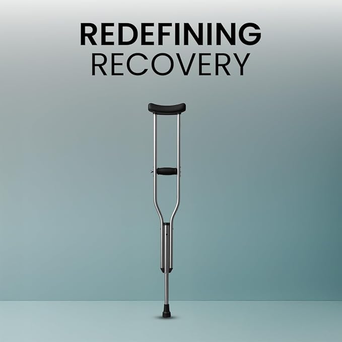 STERGIC Auxiliary Crutches, Adjustable Underarm Crutches for Adults & Seniors, Ergonomic Grip & Comfortable Support for Injury Recovery & Mobility Assistance | Pair