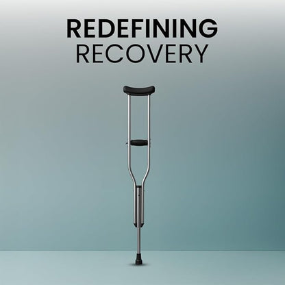 STERGIC Auxiliary Crutches, Adjustable Underarm Crutches for Adults & Seniors, Ergonomic Grip & Comfortable Support for Injury Recovery & Mobility Assistance | Pair