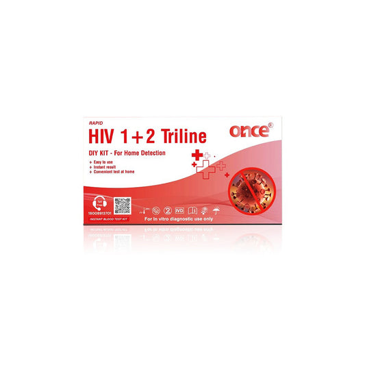Once Rapid HIV 1+2 Triline Home Detection Kit, Instant Blood Test, DIY Kit for In-vitro Diagnostic Use