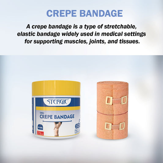 STERGIC Cotton Crepe Bandage with Flexible Clips | Pain Relief Garam Patti for Injury (6cm X 4M)